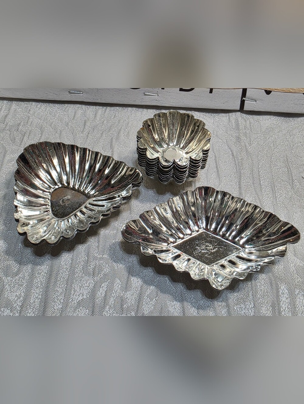 Vintage Lot of 16 Metal Fluted Mini Tart Chocolate Baking Molds Sweden Swedish